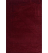 Solid maroon hand-tufted wool rug with minimalist rectangle design